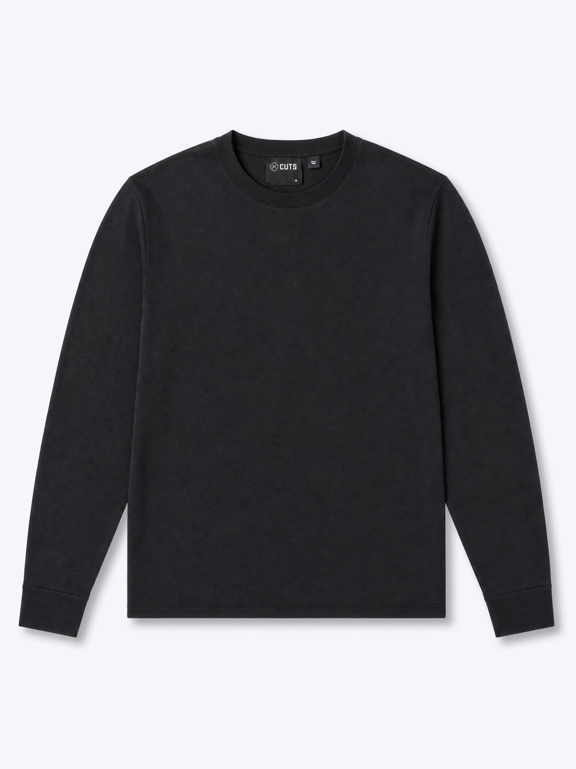Riviera Luxe Knit Crewneck Long Sleeve Tee | Black Signature-Fit