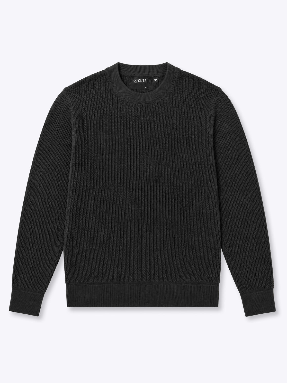 Palisade Textured Knit Crew Sweater | Black Classic-Fit