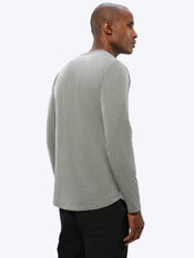 AO Long Sleeve Henley Curve-Hem | Heather Grey Signature-fit PYCA Pro®