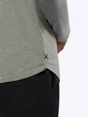 AO Long Sleeve Henley Curve-Hem | Heather Grey Signature-fit PYCA Pro®