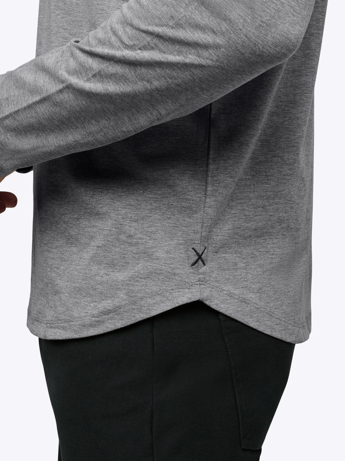 AO Long Sleeve Curve-Hem Tee | Heather Grey Signature-fit PYCA Pro®