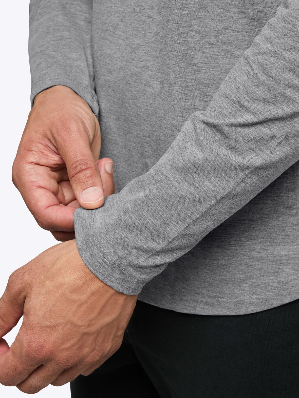 AO Long Sleeve Curve-Hem Tee | Heather Grey Signature-fit PYCA Pro®