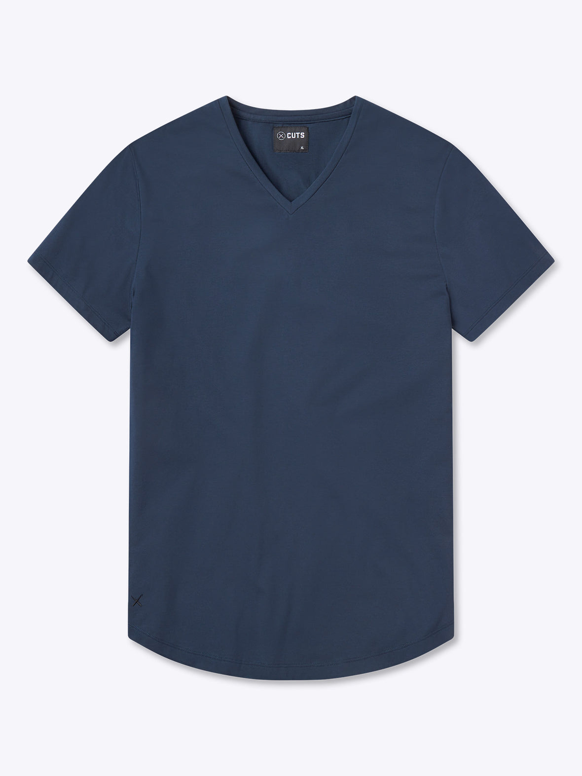 AO V-Neck Curve-Hem Tee | Iron Navy Signature-fit PYCA Pro®