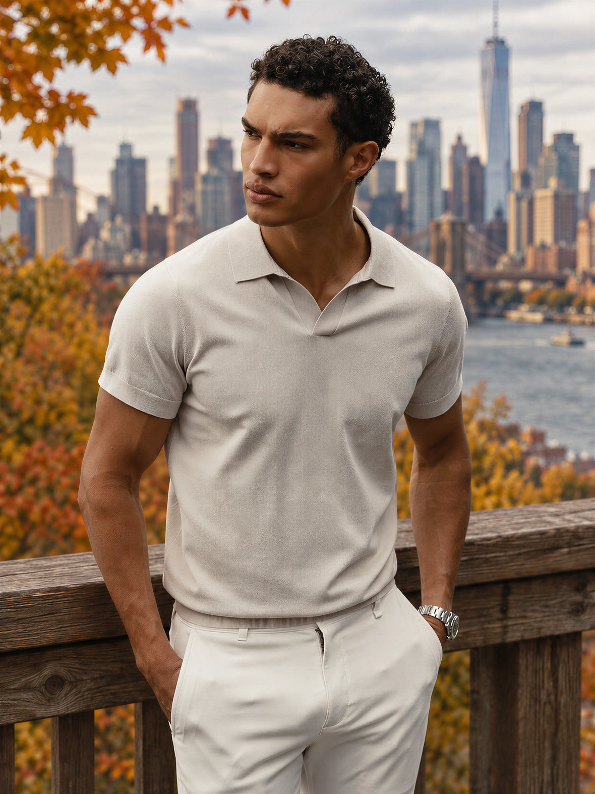 Riviera Knit Polo | Sand Dune Signature-Fit