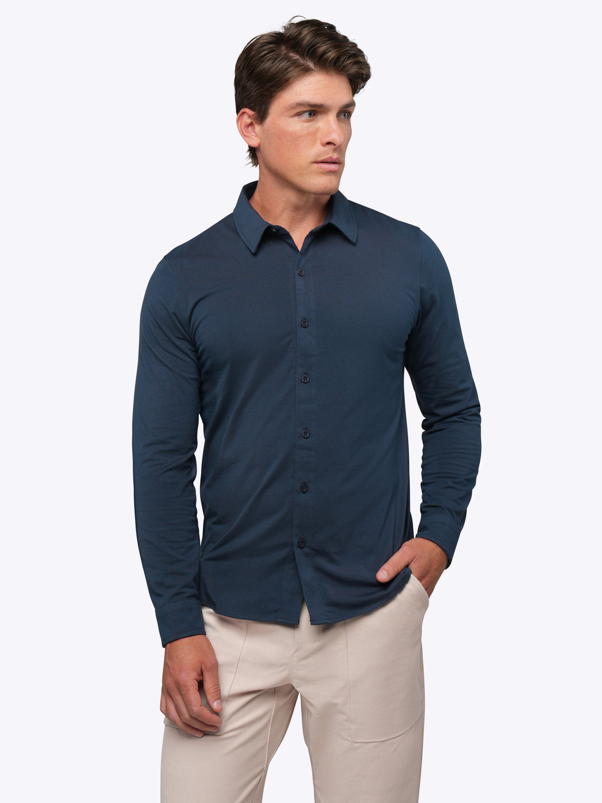 AO Long Sleeve Button Up | Pacific Blue Signature-Fit PYCA Pro®
