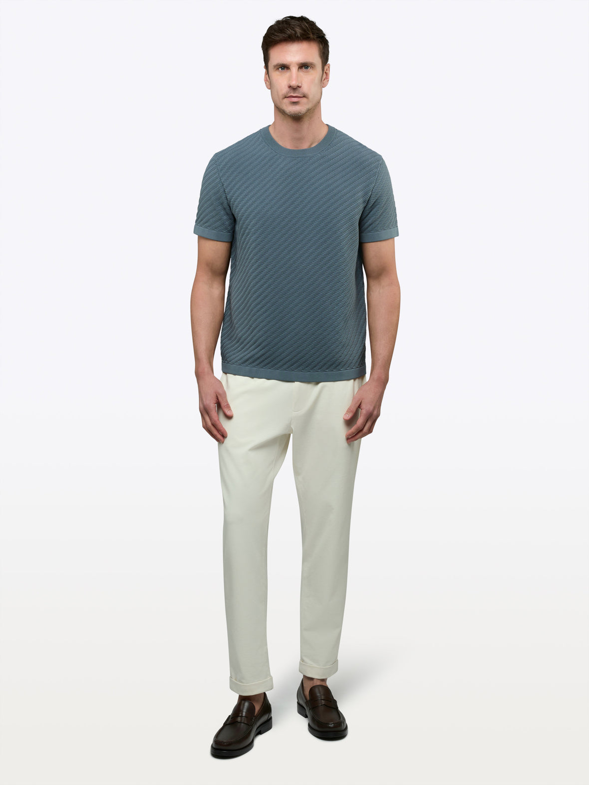 Riviera Knit Textured Tee | Naples Blue Signature-Fit