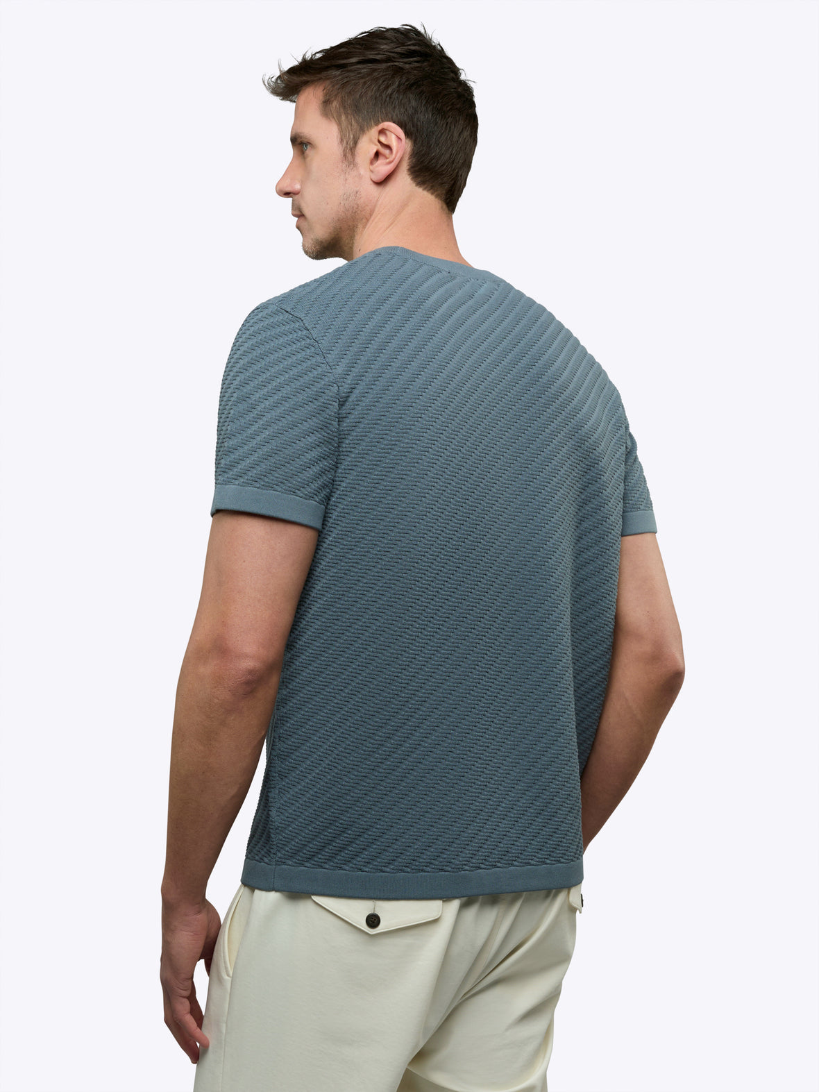 Riviera Knit Textured Tee | Naples Blue Signature-Fit