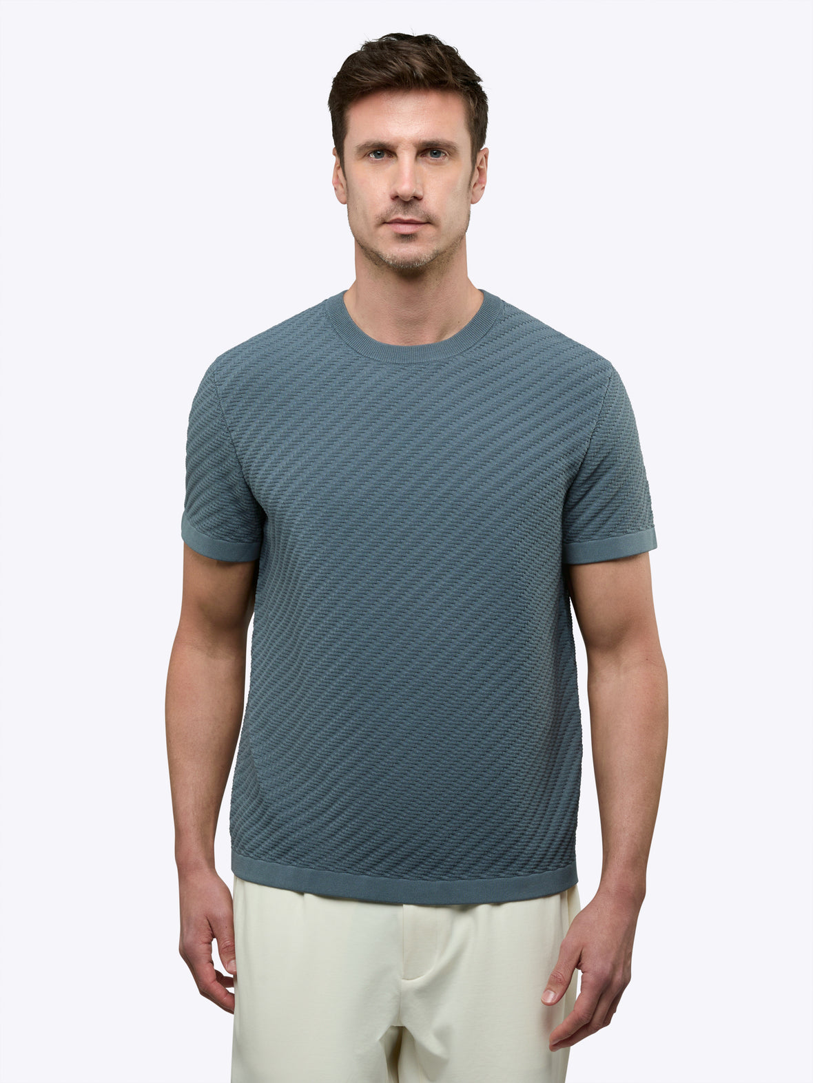 Riviera Knit Textured Tee | Naples Blue Signature-Fit