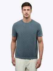 Riviera Knit Textured Tee | Naples Blue Signature-Fit