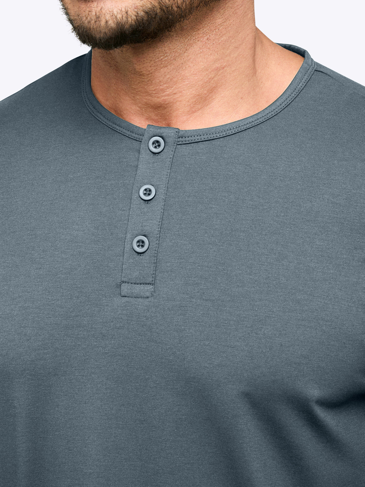 AO Long Sleeve Henley Curve-Hem | Ocean Storm Signature-fit PYCA Pro®