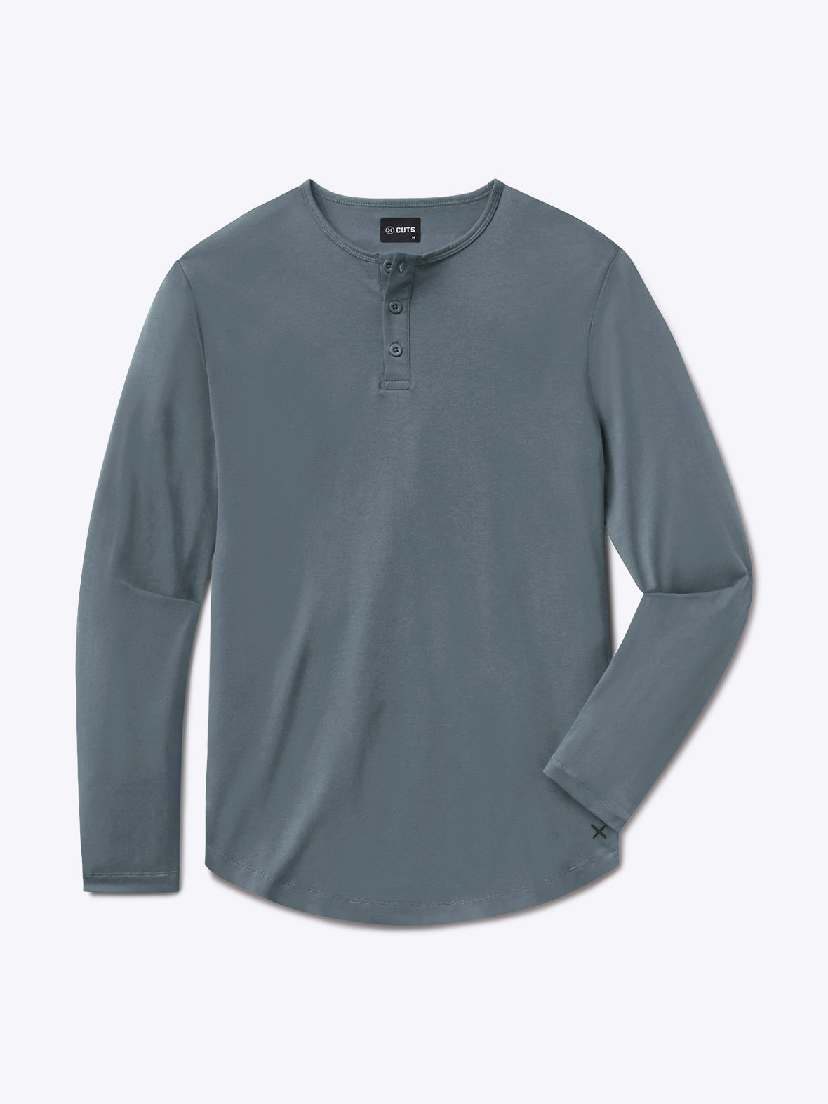 AO Long Sleeve Henley Curve-Hem | Ocean Storm Signature-fit PYCA Pro®