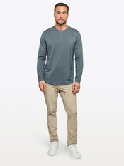 AO Long Sleeve Henley Curve-Hem | Ocean Storm Signature-fit PYCA Pro®