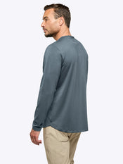 AO Long Sleeve Henley Curve-Hem | Ocean Storm Signature-fit PYCA Pro®