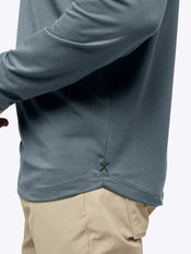 AO Long Sleeve Henley Curve-Hem | Ocean Storm Signature-fit PYCA Pro®