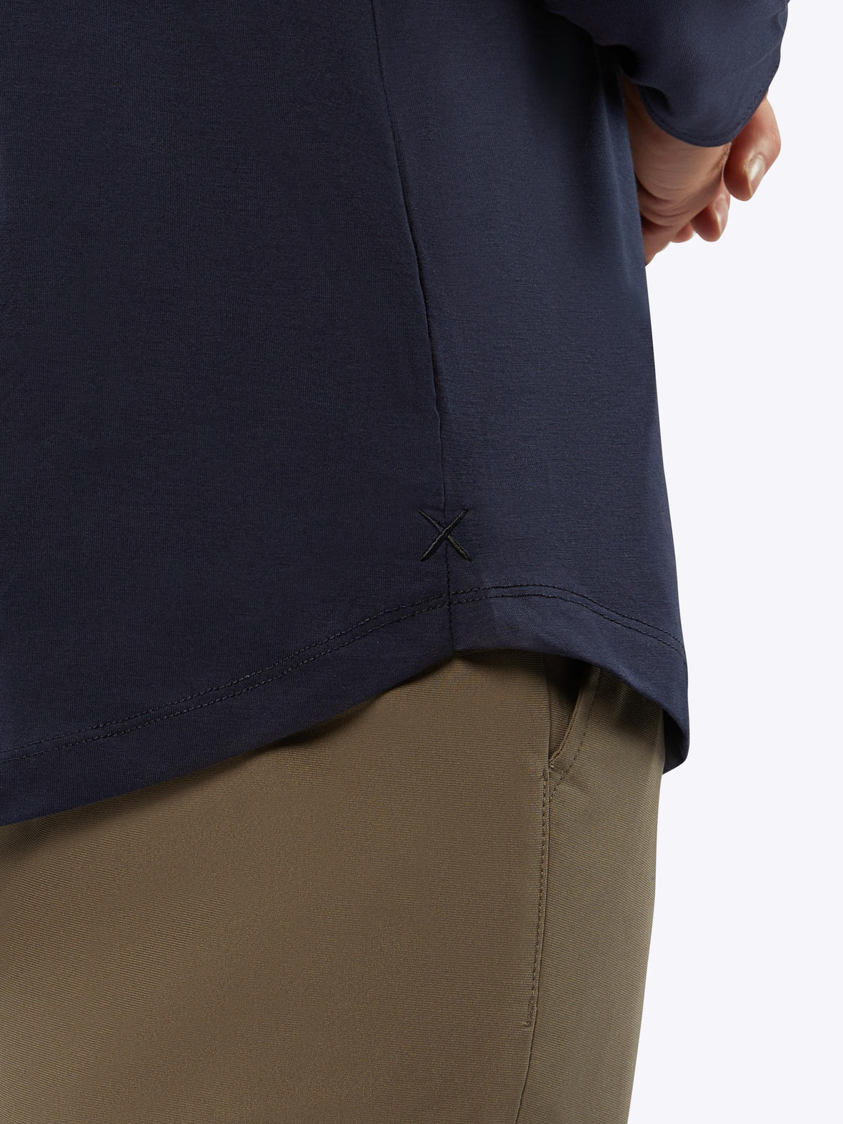 AO Long Sleeve Henley Curve-Hem | Pacific Blue Signature-fit PYCA Pro®