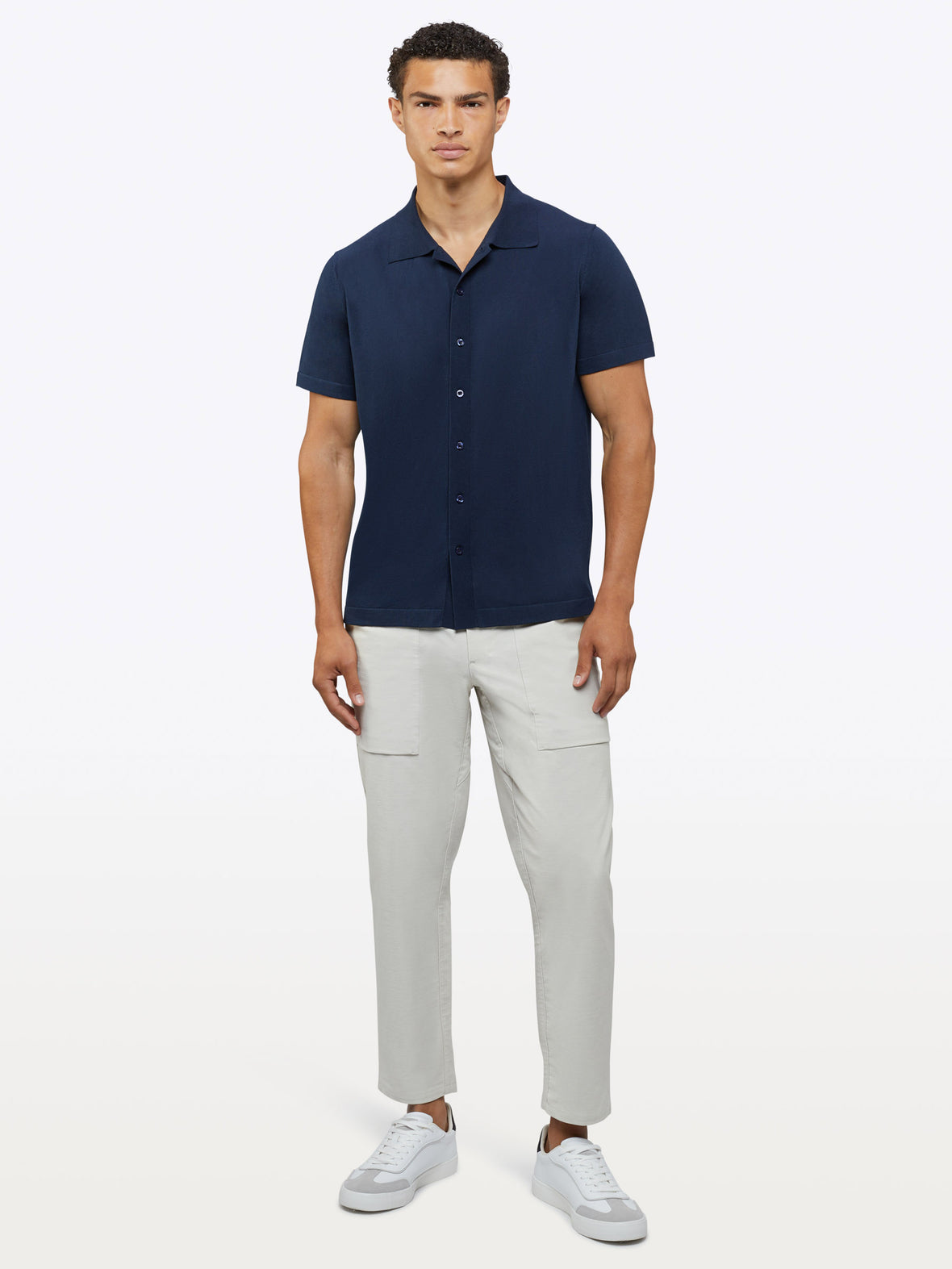 Riviera Knit Button Up | Pacific Blue Signature-Fit