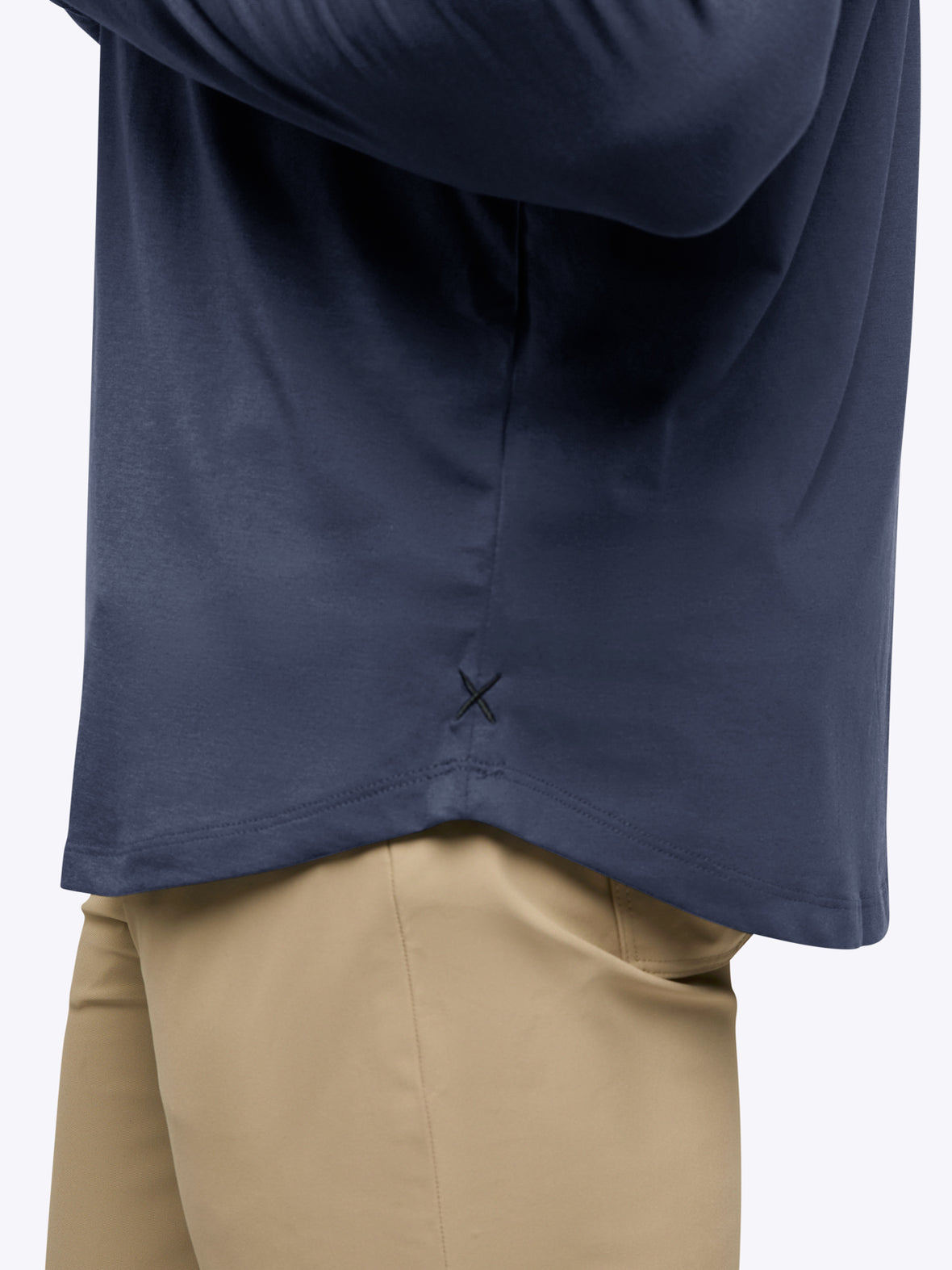 AO Long Sleeve Henley Curve-Hem | Pacific Blue Signature-fit PYCA Pro®