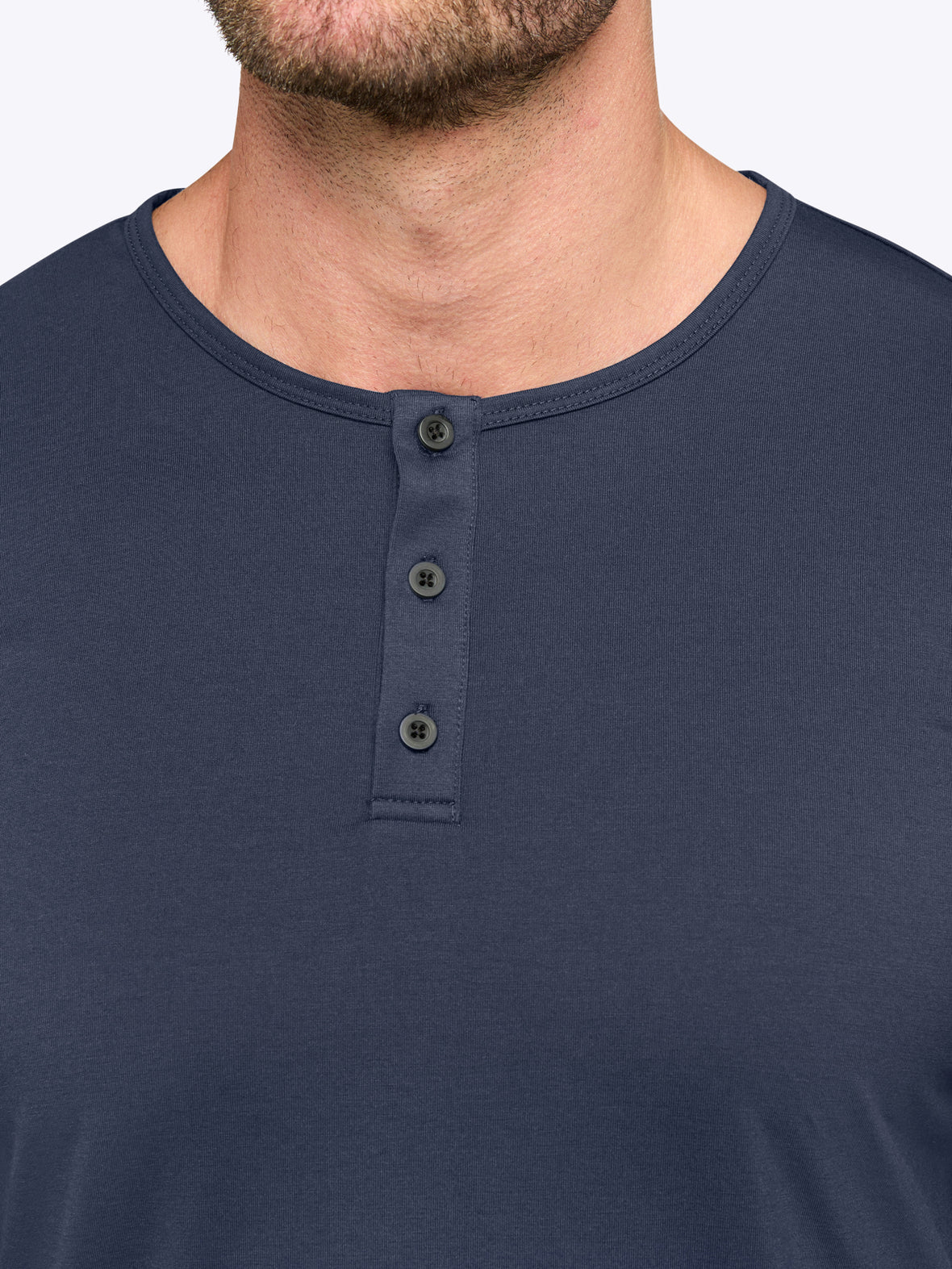AO Long Sleeve Henley Curve-Hem | Pacific Blue Signature-fit PYCA Pro®