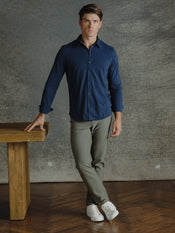 AO Long Sleeve Button Up | Pacific Blue Signature-Fit PYCA Pro®