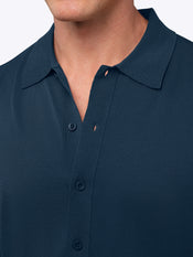 Riviera Knit Button Up | Pacific Blue Signature-Fit