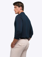 Riviera Knit Long Sleeve Polo | Pacific Blue Signature-Fit