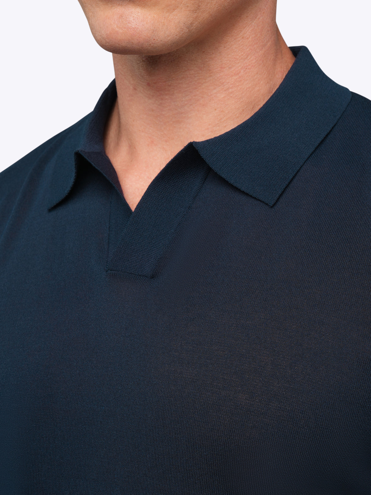 Riviera Knit Long Sleeve Polo | Pacific Blue Signature-Fit