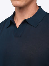 Riviera Knit Long Sleeve Polo | Pacific Blue Signature-Fit