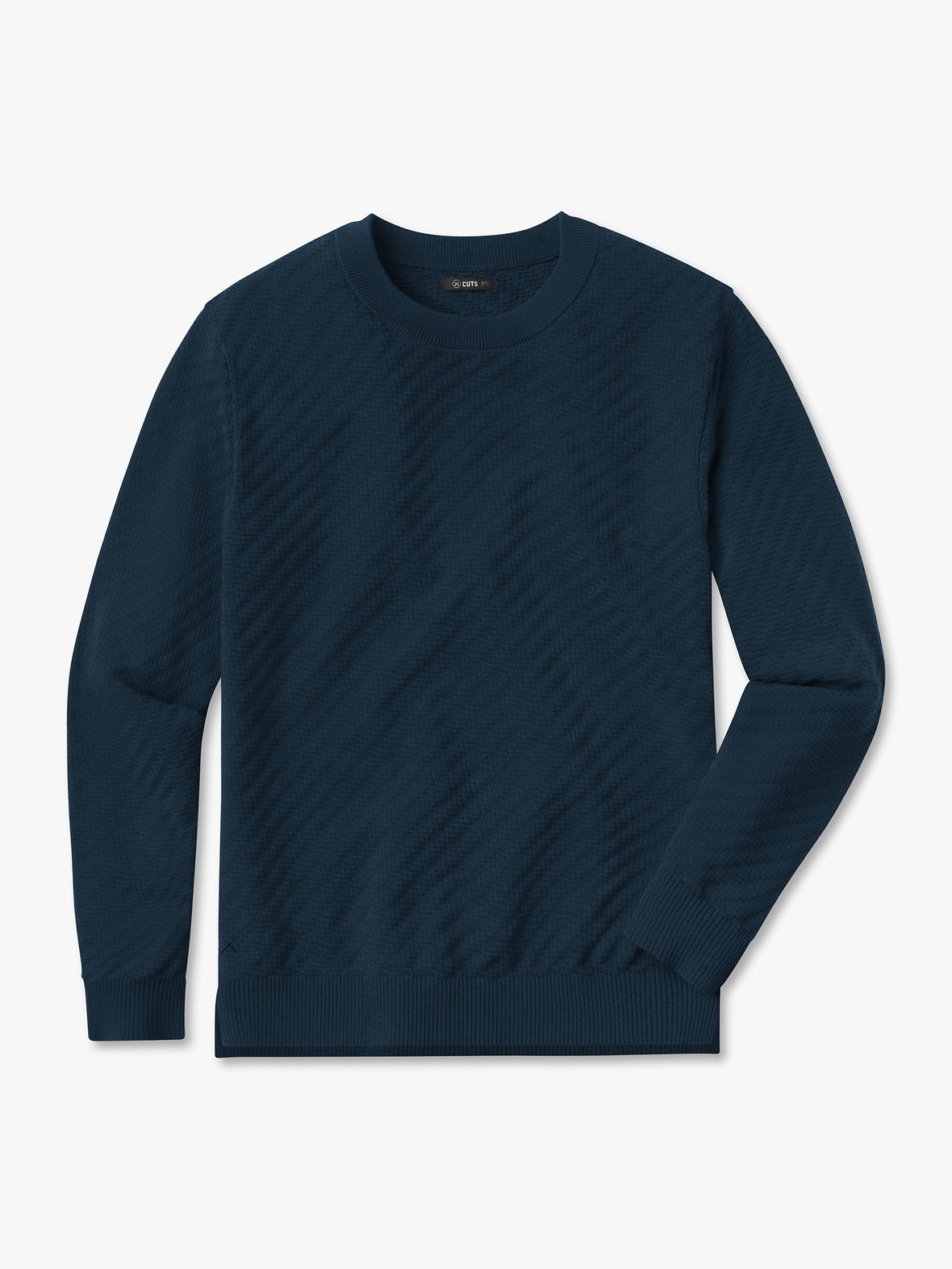 Riviera Knit Long Sleeve Textured Tee | Pacific Blue Signature-Fit