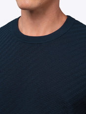 Riviera Knit Texture Tee | Pacific Blue Signature-Fit
