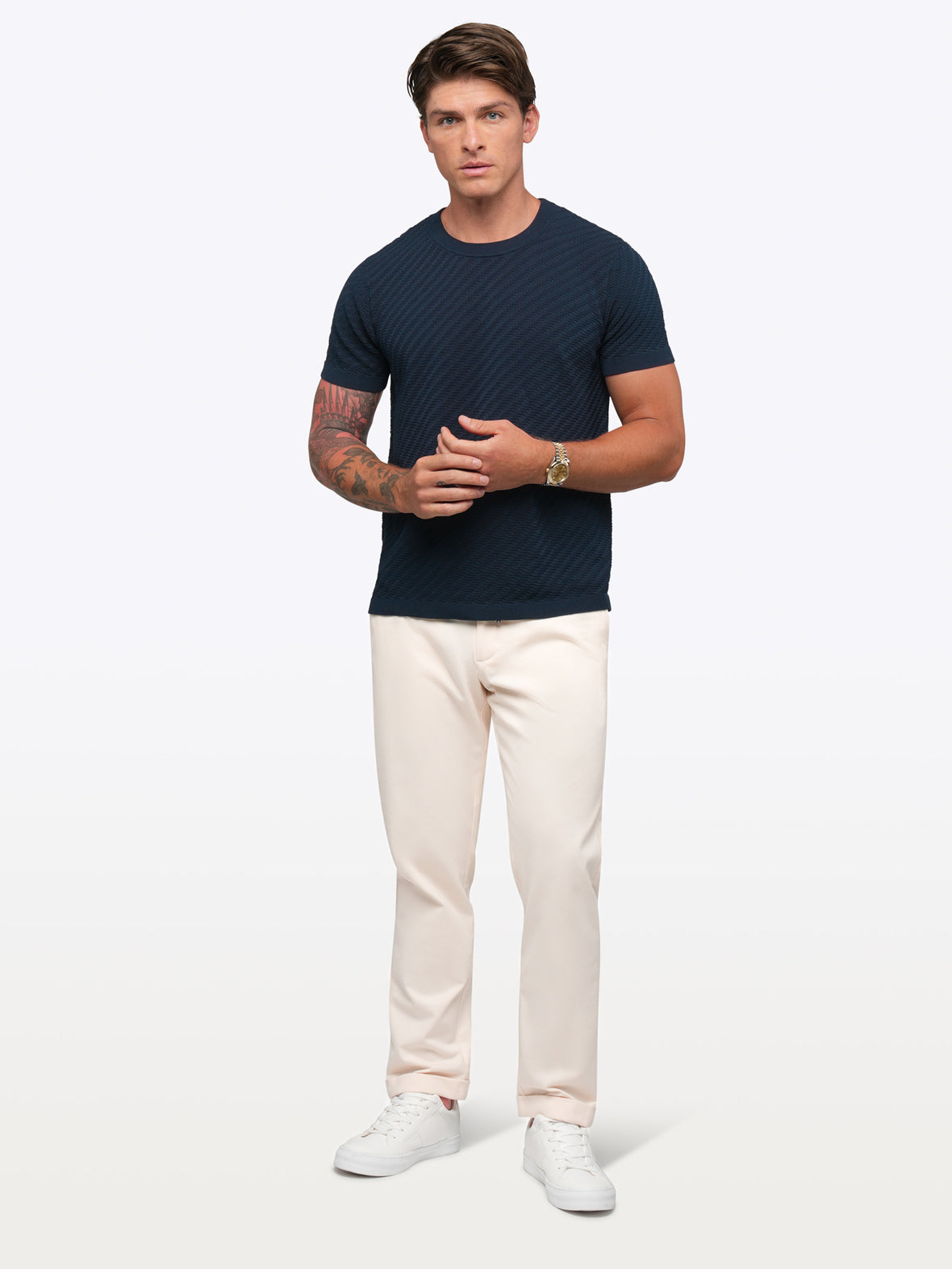 Riviera Knit Texture Tee | Pacific Blue Signature-Fit