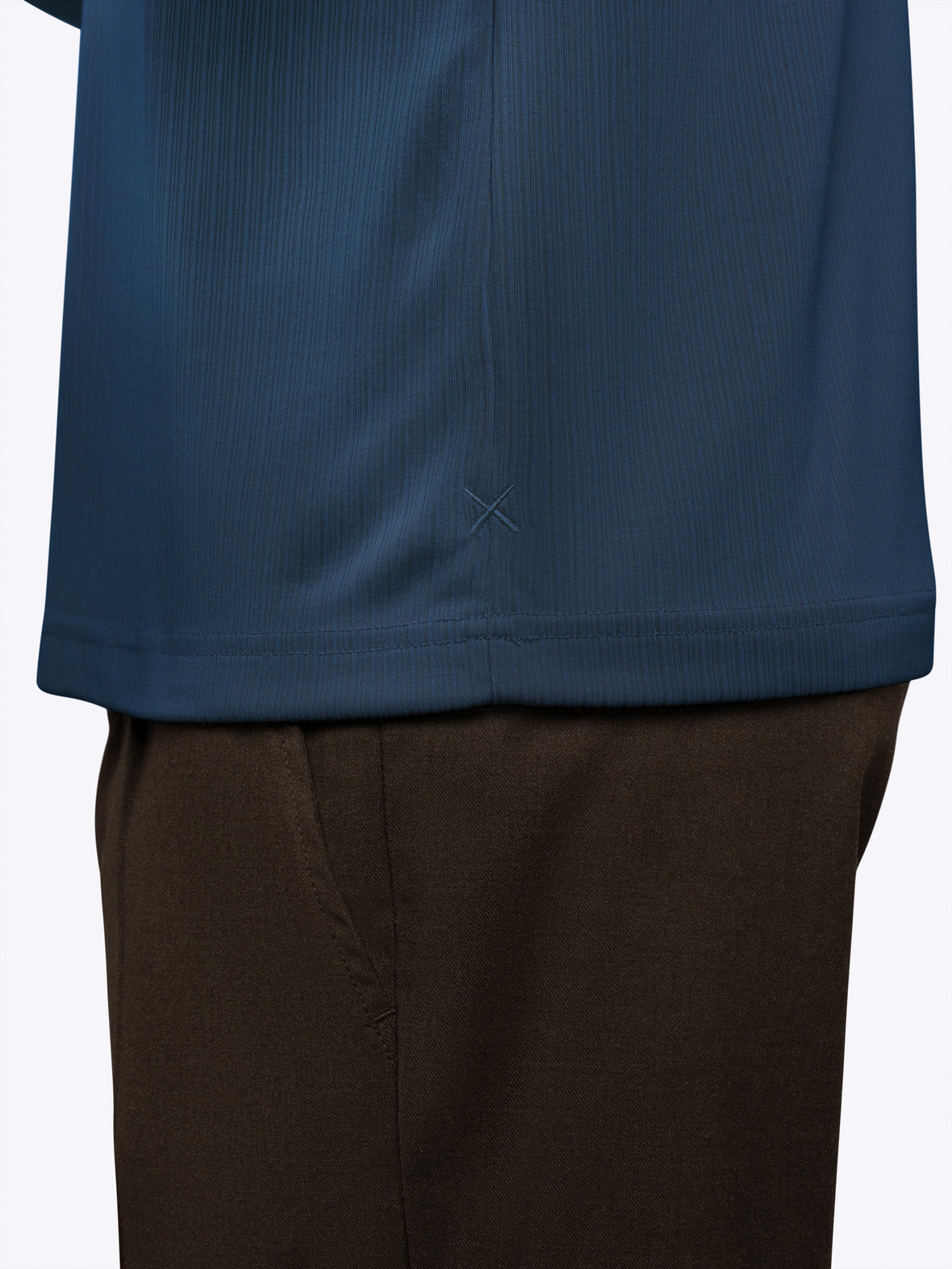 SoHo Ribbed Long Sleeve Polo | Pacific Blue Signature-Fit