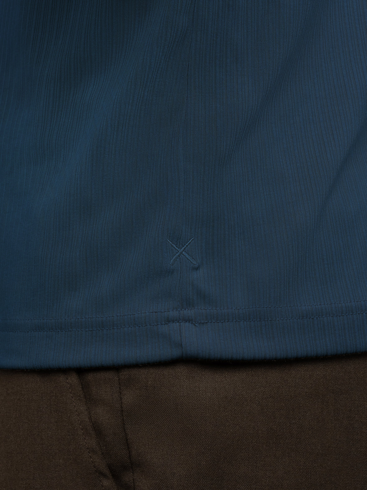 SoHo Ribbed Long Sleeve Polo | Pacific Blue Signature-Fit