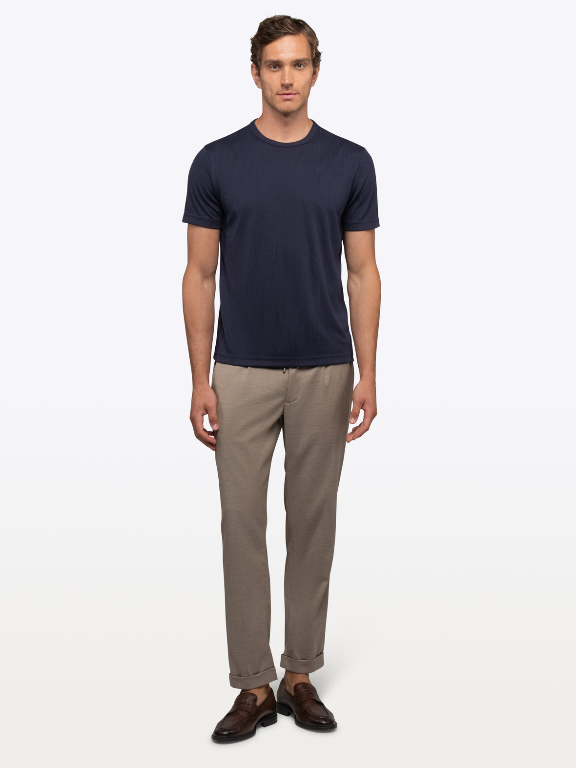 SoHo Ribbed Crewneck Tee | Pacific Blue