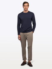 SoHo Ribbed Long Sleeve Crew Neck Tee | Pacific Blue