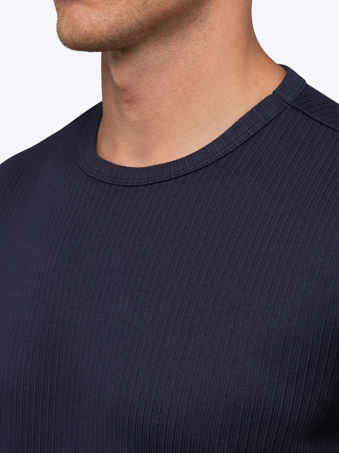 SoHo Ribbed Long Sleeve Crew Neck Tee | Pacific Blue