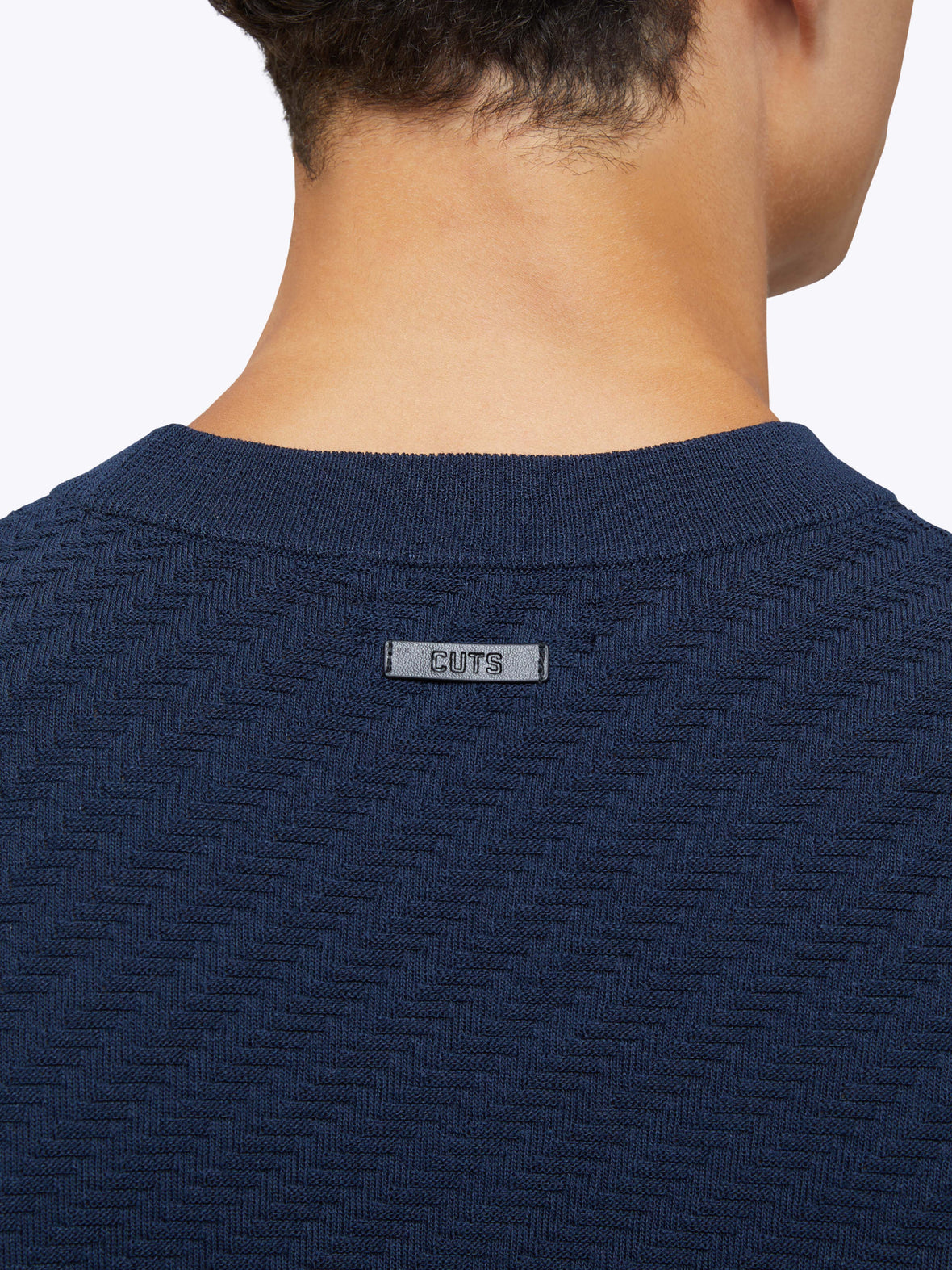 Riviera Knit Textured Sweater | Pacific Blue Signature-Fit