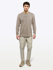 AO Long Sleeve Henley Curve-Hem Tee | Pure Cashmere Signature-Fit PYCA Pro®