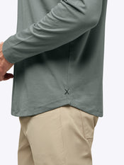 AO Long Sleeve Henley Curve-Hem | Sage Signature-fit PYCA Pro®