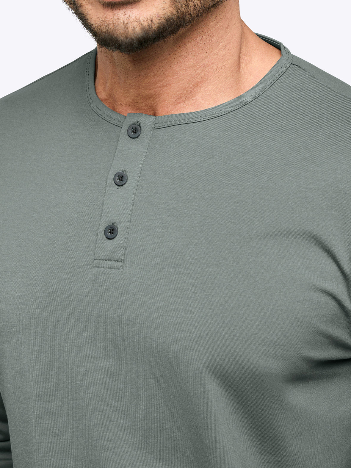 AO Long Sleeve Henley Curve-Hem | Sage Signature-fit PYCA Pro®
