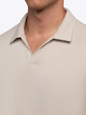 SoHo Ribbed Long Sleeve Polo | Sand Dune Signature-Fit