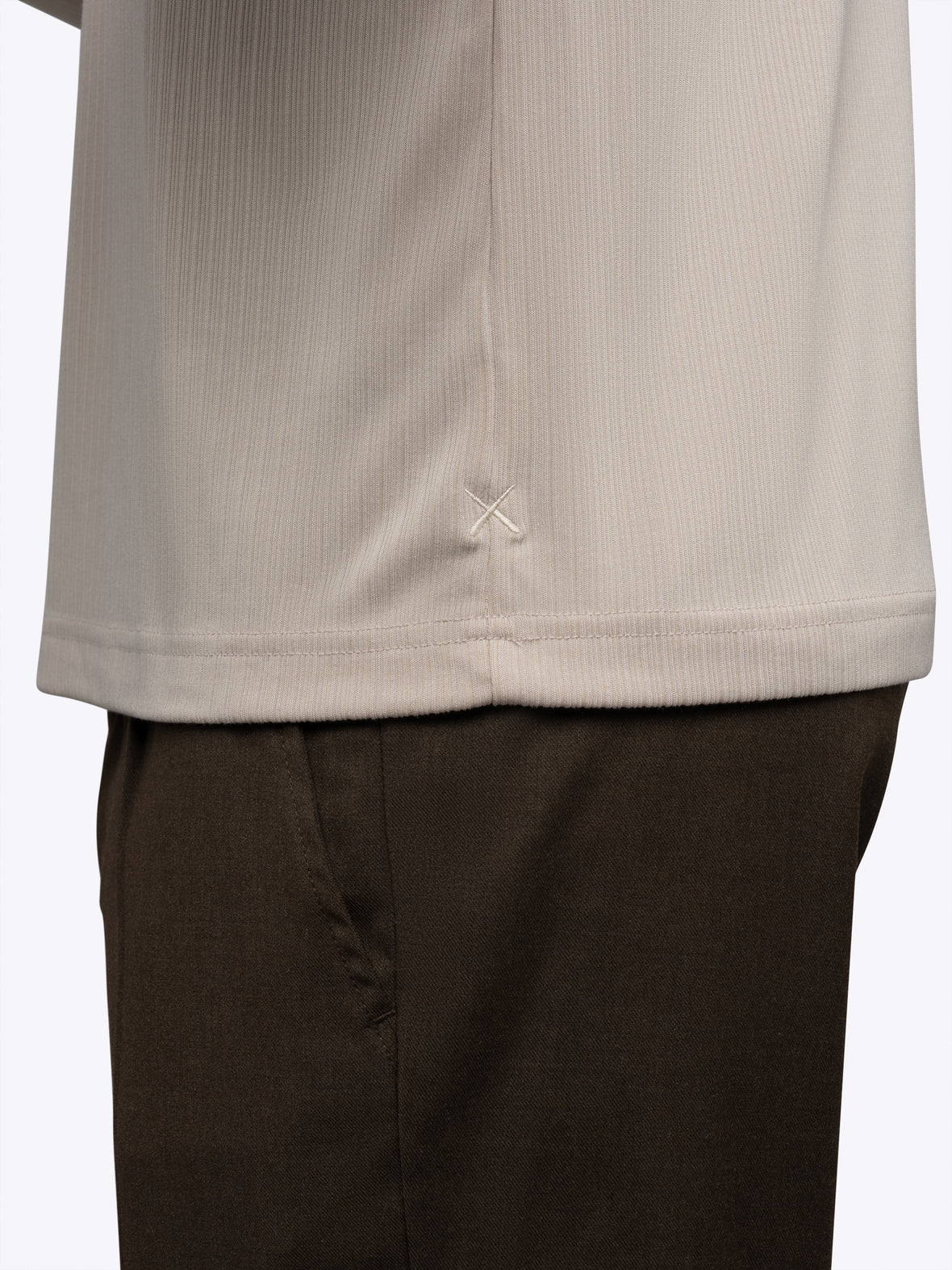 SoHo Ribbed Long Sleeve Polo | Sand Dune Signature-Fit