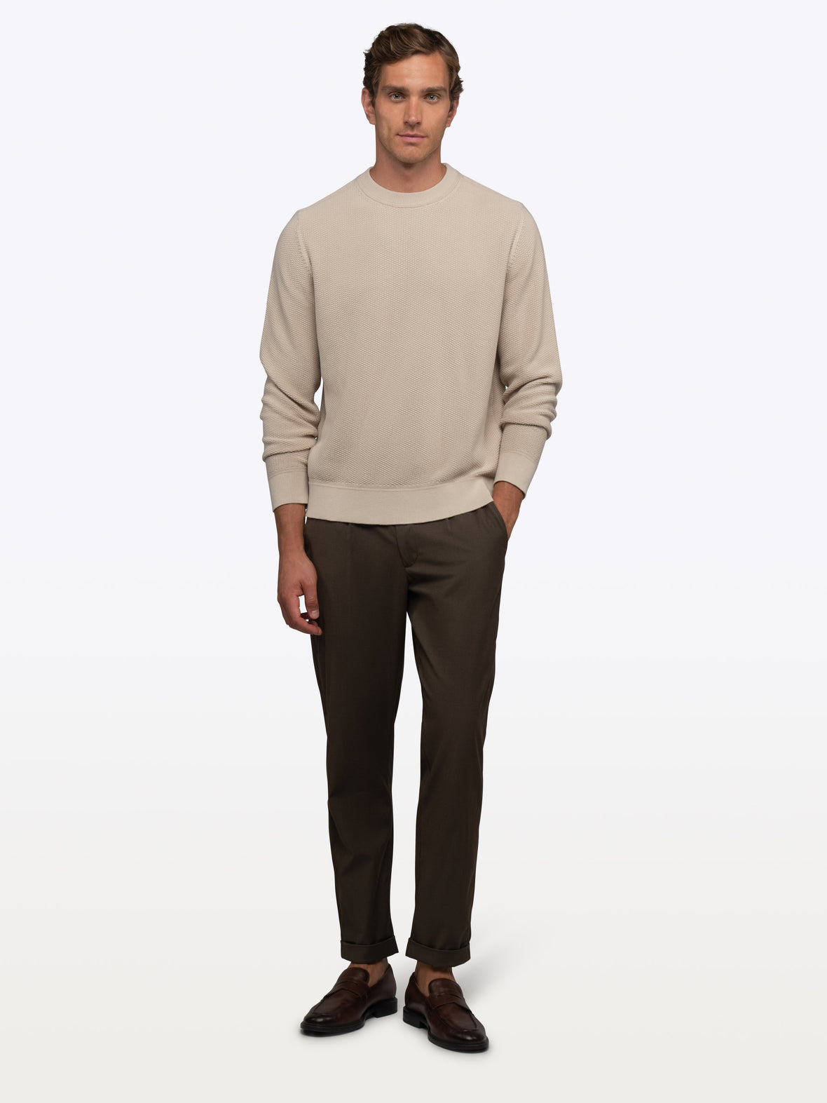 Palisade Textured Knit Crew Sweater | Sand Dune Classic-Fit