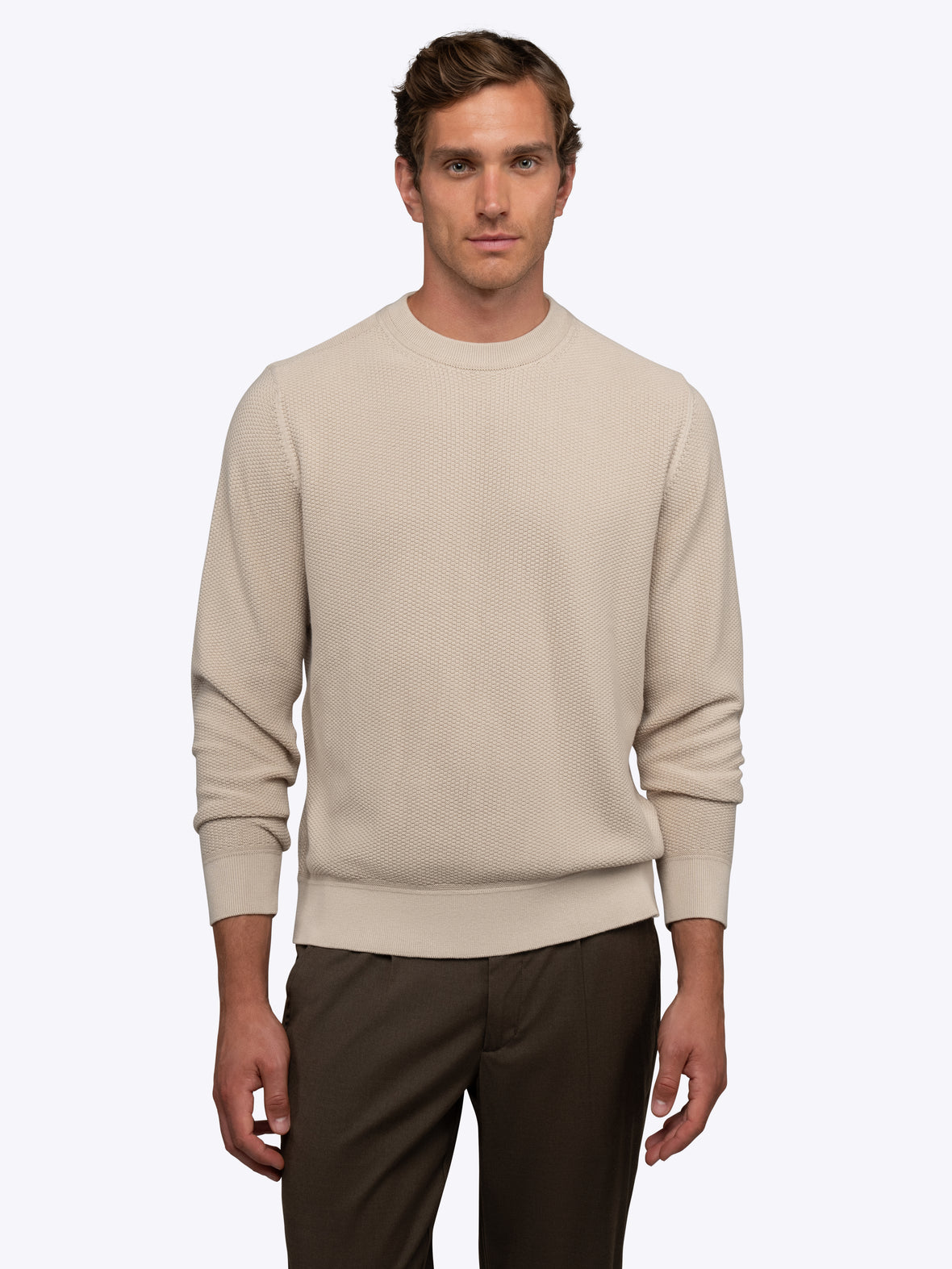 Palisade Textured Knit Crew Sweater | Sand Dune Classic-Fit
