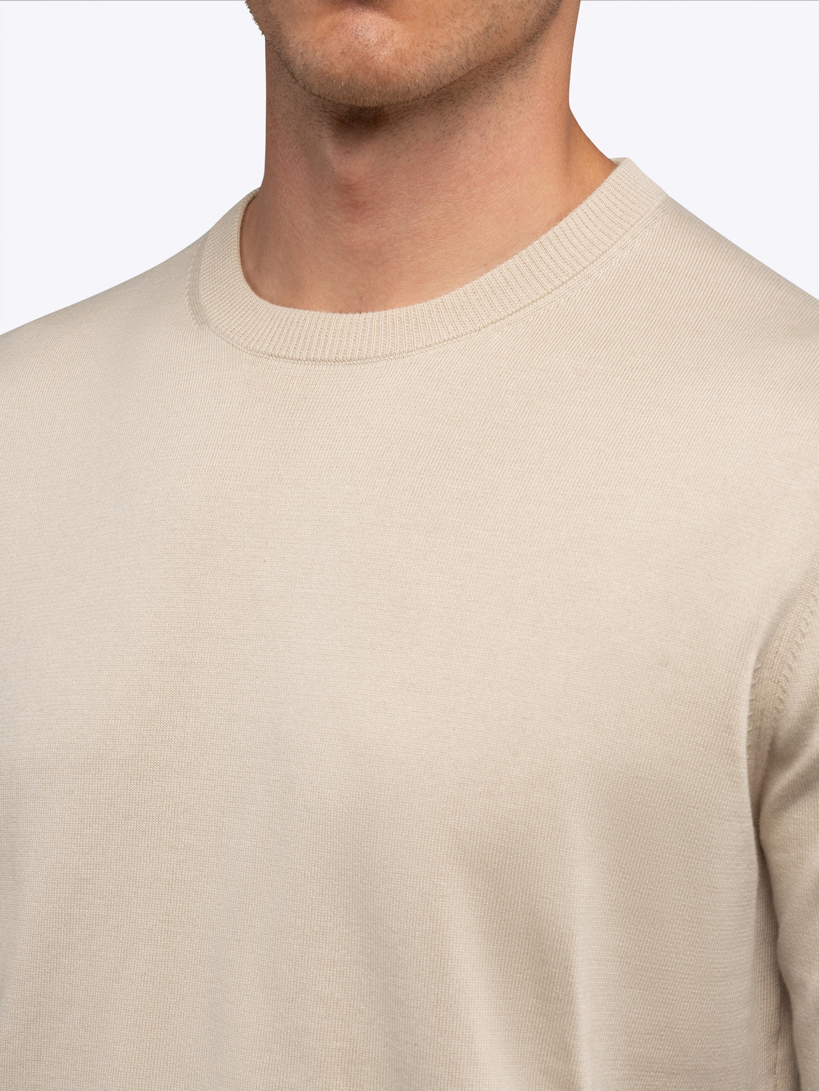 Riviera Luxe Knit Crewneck Long Sleeve Tee | Sand Dune Signature-Fit