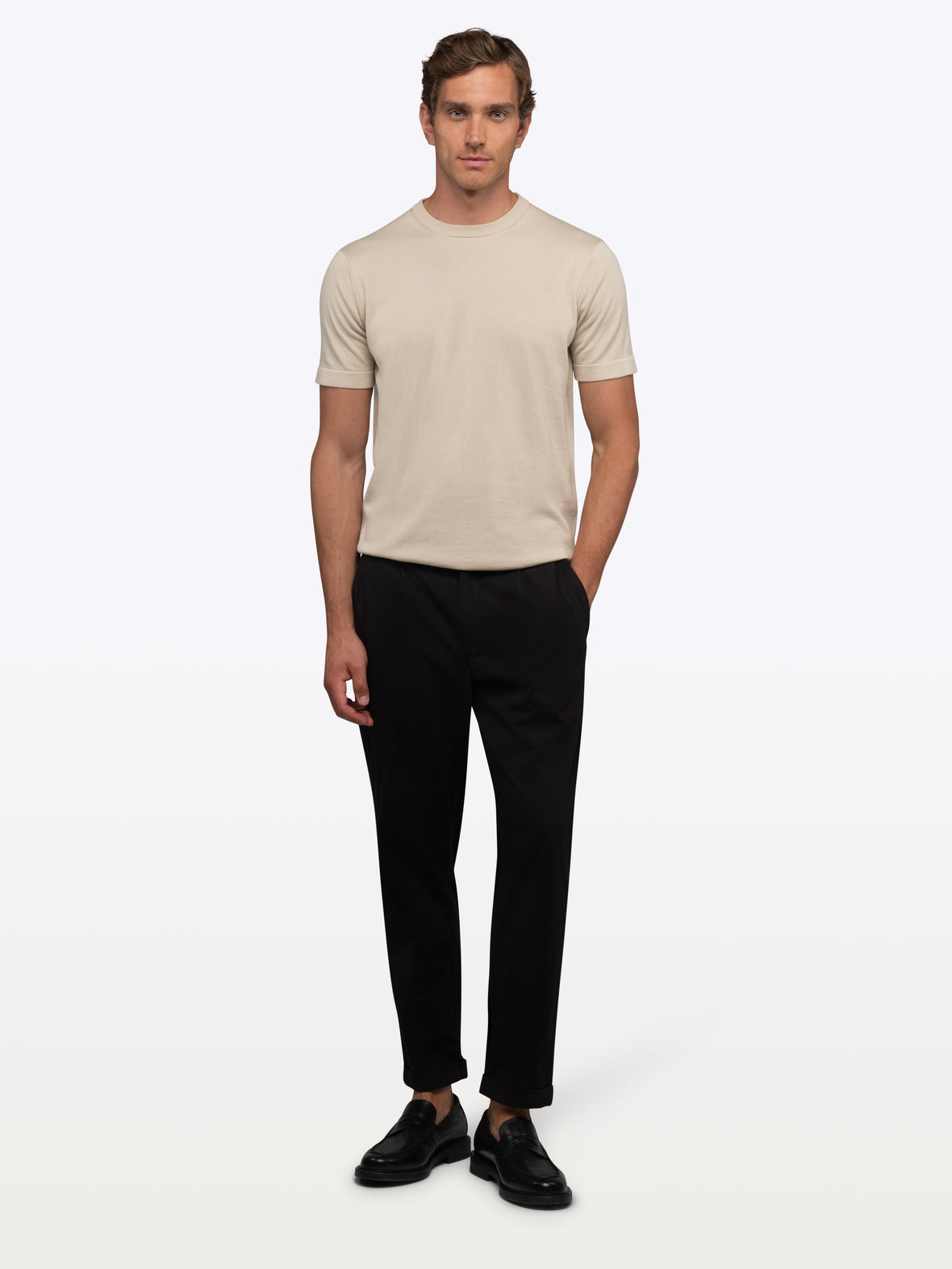 Riviera Luxe Knit Crewneck Tee | Sand Dune Signature-Fit