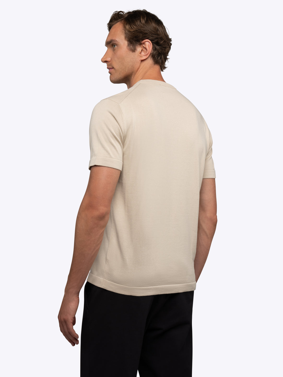 Riviera Luxe Knit Crewneck Tee | Sand Dune Signature-Fit