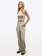 Sleeveless Tomboy Tee | Sand Dune Slim-Fit Tomboy-Cotton™