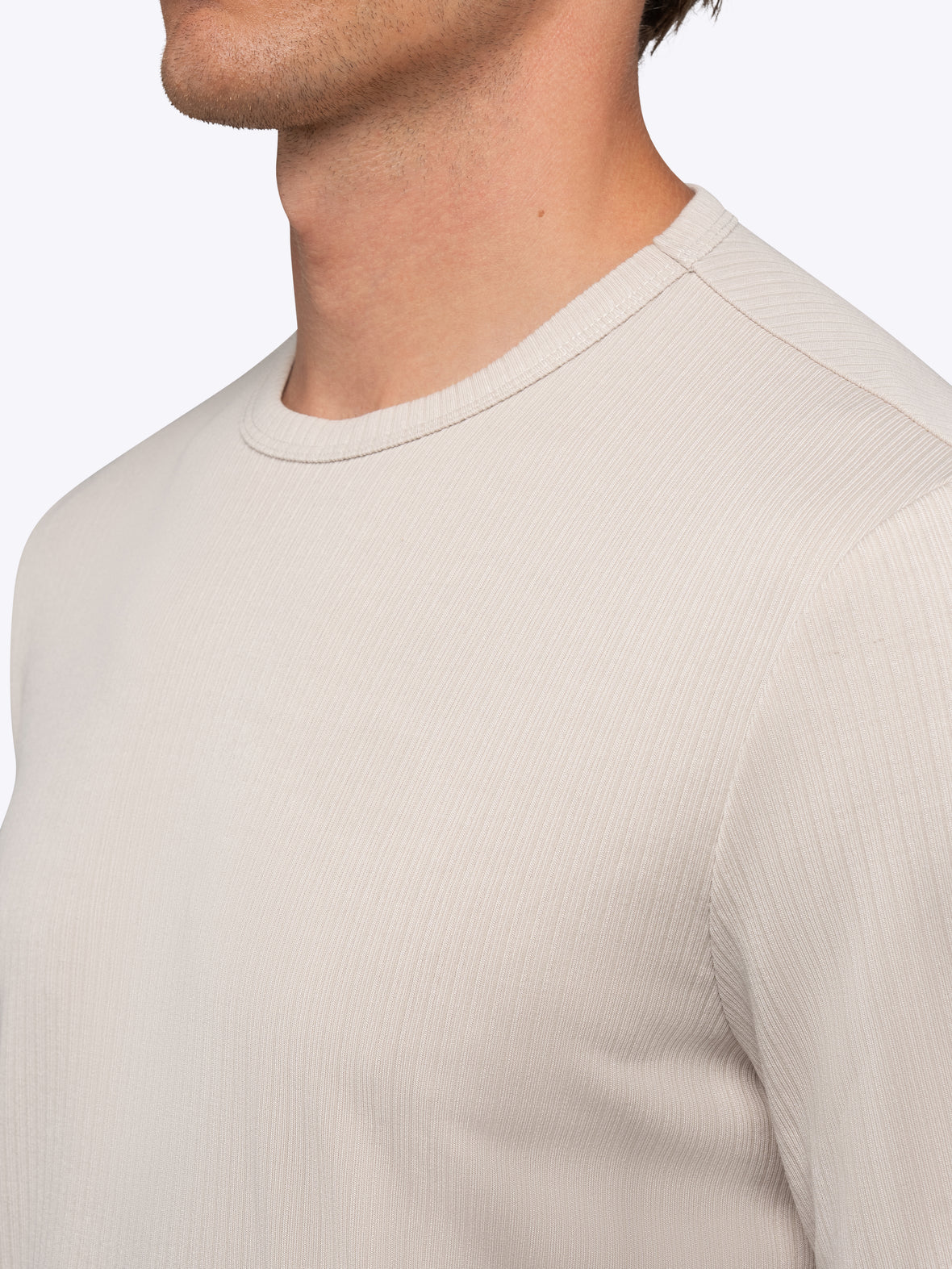 SoHo Ribbed Long Sleeve Crew Neck Tee | Sand Dune