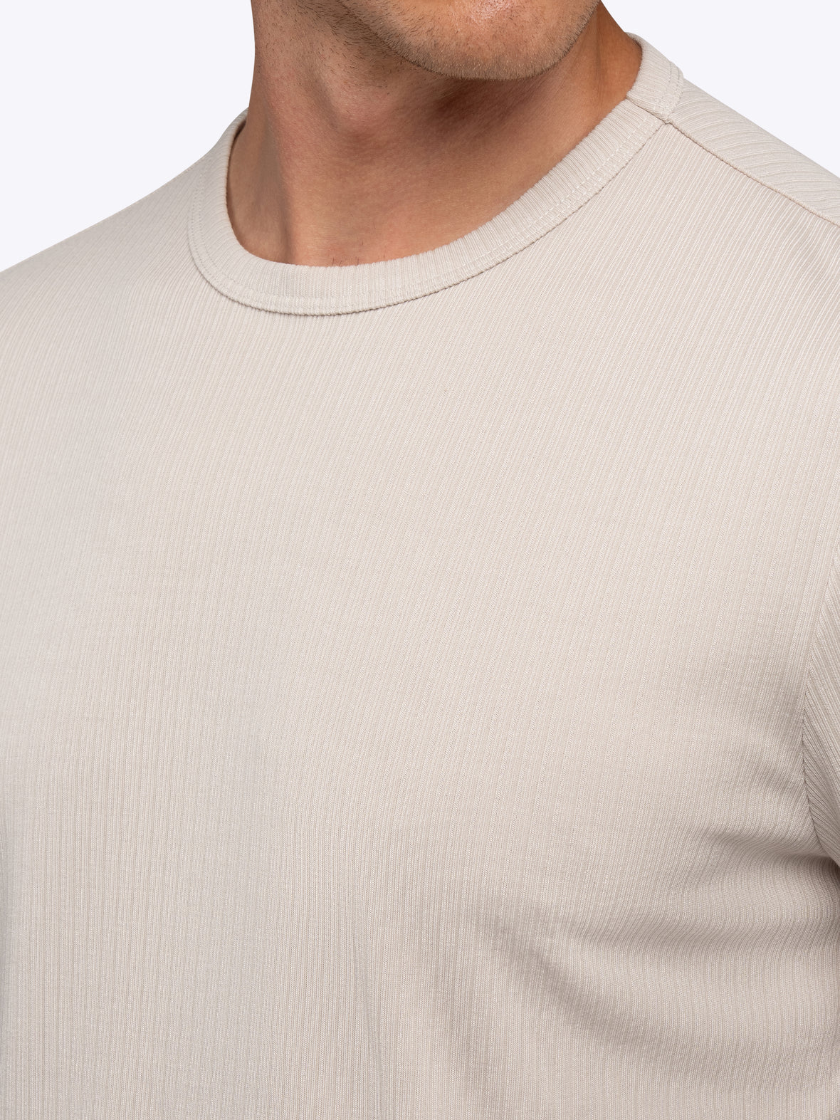 SoHo Ribbed Long Sleeve Crew Neck Tee | Sand Dune