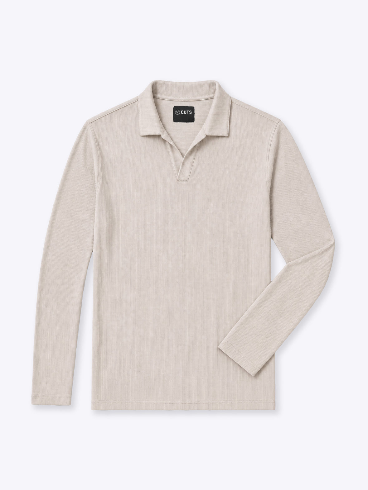 SoHo Ribbed Long Sleeve Polo | Sand Dune Signature-Fit